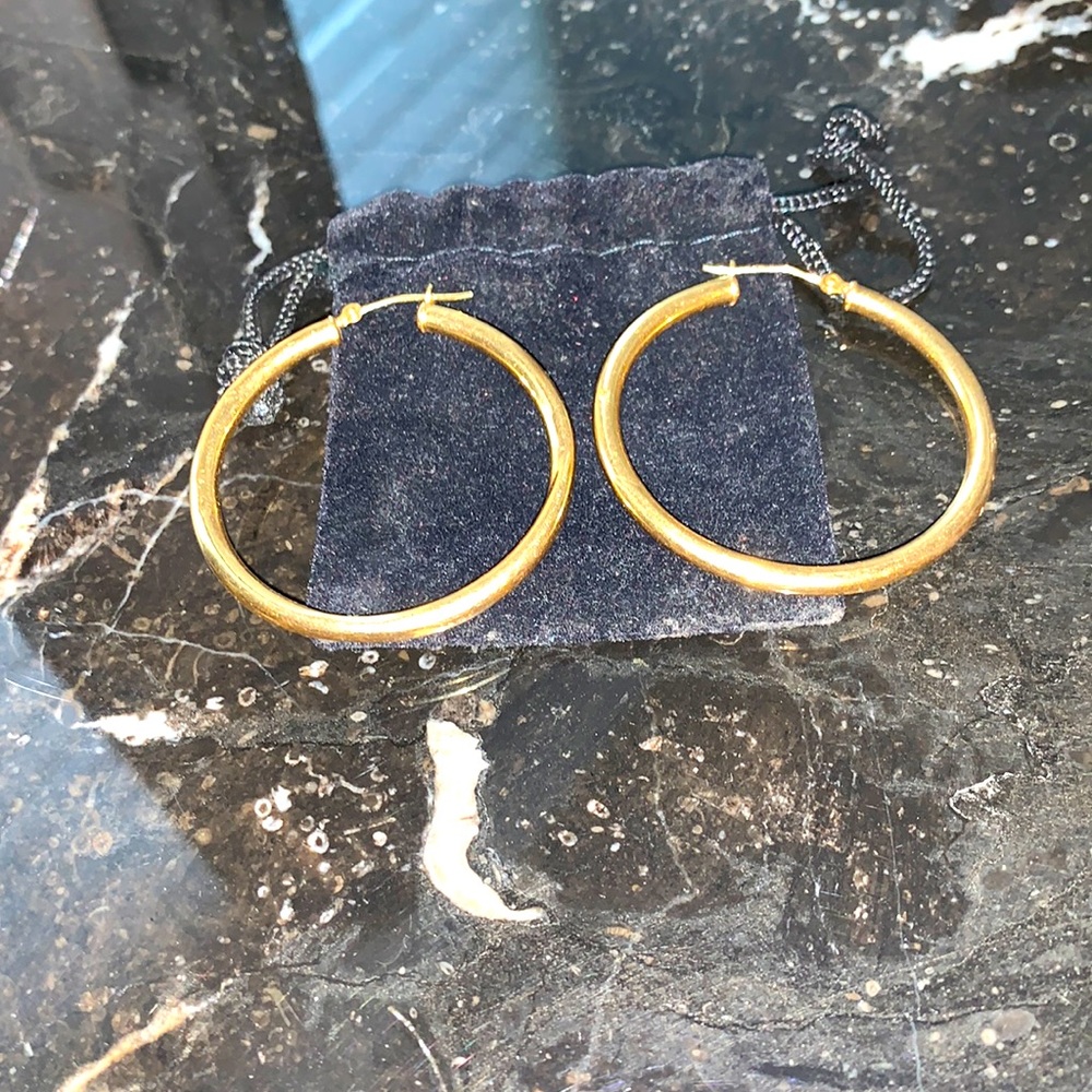 Lovely 14 Kt Yellow Hoops pierced -